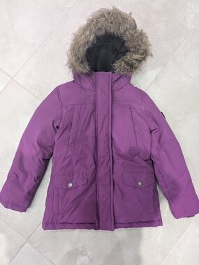 2/$50 Ecko Red Purple Down Puffer Jacket Faux Fur Trim Size L (10/12)